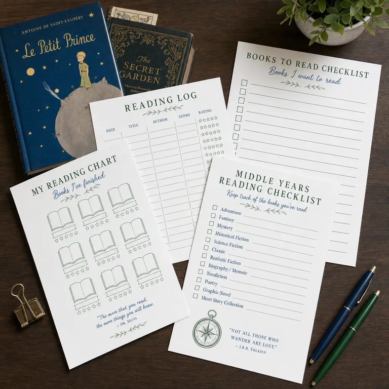 Middle Years Reading Checklists + Charts (Free PDF)